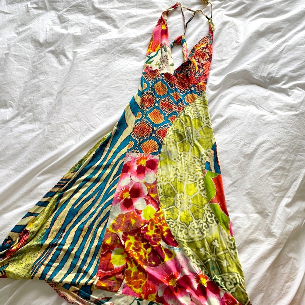 Just cavalli classic print open back dress